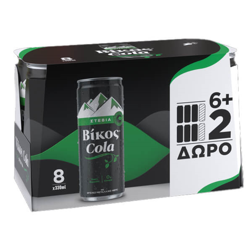 ΒΙΚΟΣ COLA STEVIA (8x330ml) - (6+2 ΔΩΡΟ)  (KOYTI)