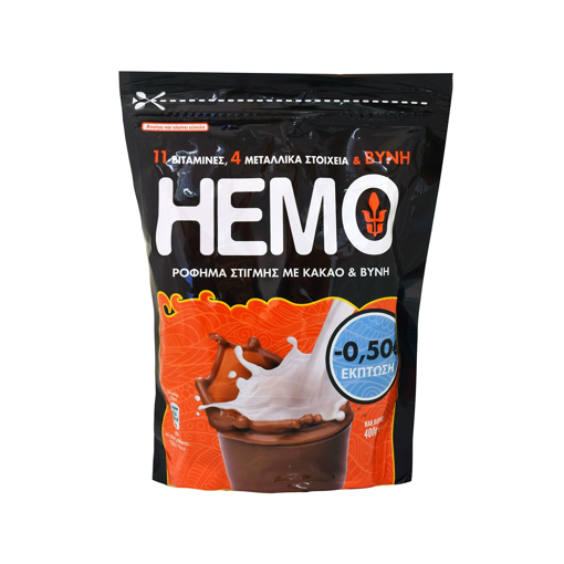 HEMO ΡΟΦΗΜΑ ΣΤΙΓΜΗΣ ΚΑΚΑΟ ΣΑΚΟΥΛΑ 400gr (-0.50€) Σ12 