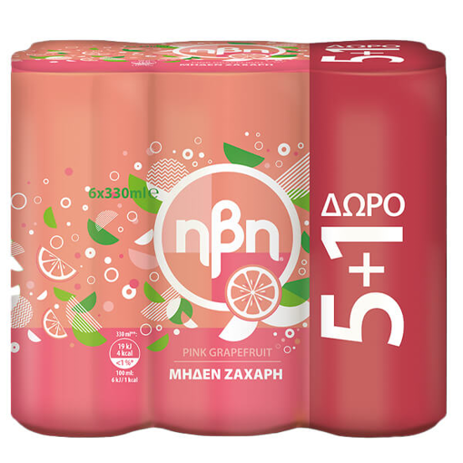 ΗΒΗ PINK GRAPEFRUIT Χ. ΖΑΧΑΡΗ (6x330ml) - (5+1 ΔΩΡΟ)