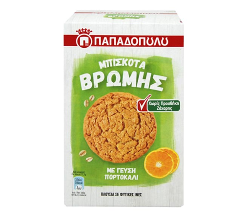 ΠΑΠΑΔΟΠΟΥΛΟΥ ΜΠΙΣΚΟΤΑ ΒΡΩΜΗΣ ΧΩΡΙΣ ΖΑΧΑΡΗ 155g - (ΠΟΡΤΟΚΑΛΙ)