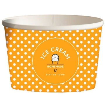 ΧΑΡΤΙΝΟ ΚΥΠΕΛΟ ΠΑΓΩΤΟΥ (12oz) - (DOT) (ORANGE) (50τεμ.)