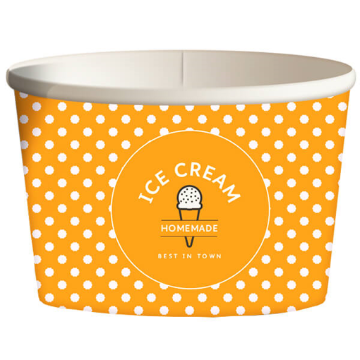 ΧΑΡΤΙΝΟ ΚΥΠΕΛΟ ΠΑΓΩΤΟΥ (12oz) - (DOT) (ORANGE) (50τεμ.)
