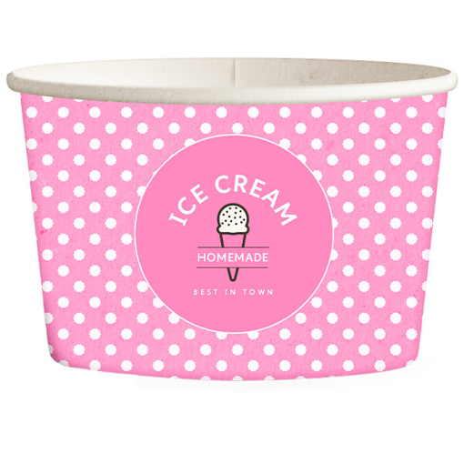 ΧΑΡΤΙΝΟ ΚΥΠΕΛΟ ΠΑΓΩΤΟΥ (6oz) - (DOT) (PINK) (50τεμ)