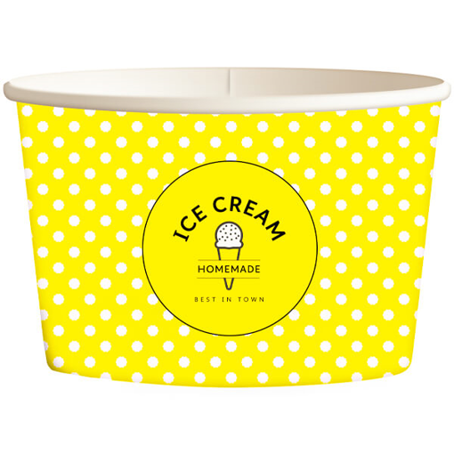 ΧΑΡΤΙΝΟ ΚΥΠΕΛΟ ΠΑΓΩΤΟΥ (8oz) - (DOT) (YELLOW) (50τεμ.)