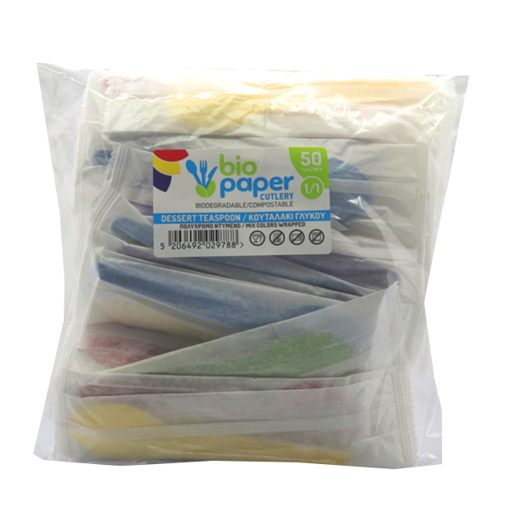 BIO PAPER ΚΟΥΤΑΛΑΚΙ ΓΛΥΚΟΥ BIO PAPER - (ΝΤΥΜΕΝΟ) - (130mm) - (50τεμ) - (ΠΟΛΥΧΡΩΜΑ)