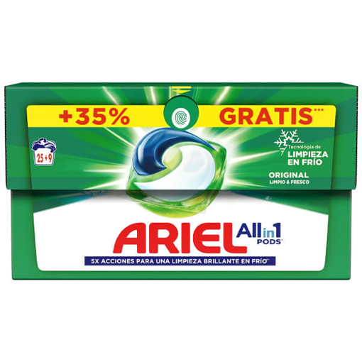 ARIEL ΥΓΡΕΣ ΚΑΨΟΥΛΕΣ  ALL IN 1 (34τεμ.) - (ORIGINAL) (25+9 ΔΩΡΟ)
