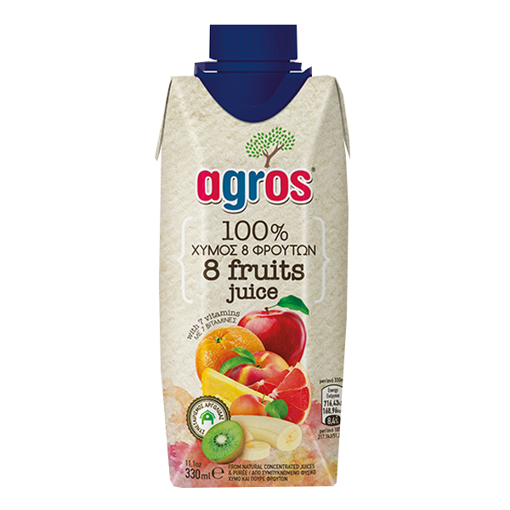 AGROS ΧΥΜΟΣ 330ml - (100% 8 ΦΡΟΥΤΑ)