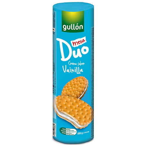GULLON MEGA DUO ΜΠΙΣΚΟΤΑ ΓΕΜΙΣΤΑ 500gr. - (ΒΑΝΙΛΙΑ)