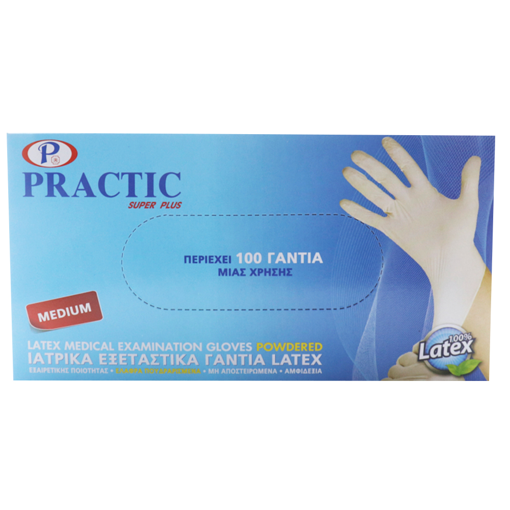 PRACTIC ΓΑΝΤΙΑ ΛΑΤΕΞ ΛΕΥΚΑ (100τεμ.) - (MEDIUM)