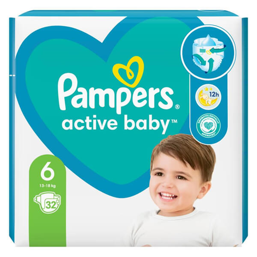 PAMPERS ACTIVE BABY No 6 (32τεμ.) VP - (13-18kg)