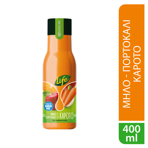 LIFE ΧΥΜΟΣ ΜΗΛΟ ΠΟΡΤΟΚΑΛΙ ΚΑΡΟΤΟ 400ml