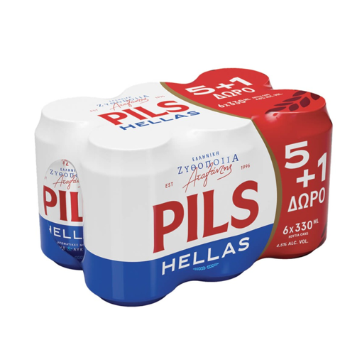 PILS HELLAS ΜΠΥΡΑ ΚΟΥΤΙ 330mlX6TMX 5+1 ΔΩΡΟ Σ4 