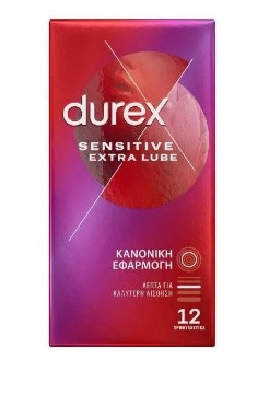 DUREX ΠΡΟΦΥΛΑΚΤΙΚΑ (12τεμ.)- (SENSITIVE EXTRA LUBE) (ΚΑΝΟΝΙΚΗ ΕΦΑΡΜΟΓΗ)