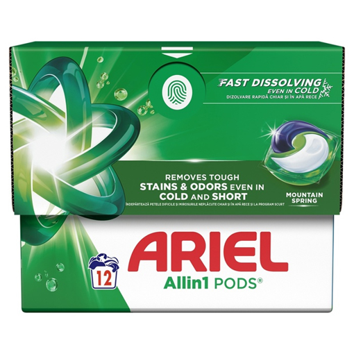 ARIEL ΥΓΡΕΣ ΚΑΨΟΥΛΕΣ ALL IN 1  (12τεμ.) - (MOUNTAIN SPRING)