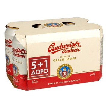 BUDWEISER BUDVAR ΜΠΥΡΑ ΚΟΥΤΙ  (6x330ml) - (5+1 ΔΩΡΟ)