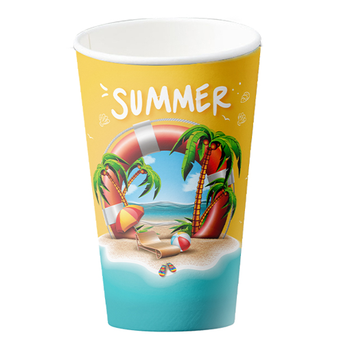 ΠΟΤΗΡΙ ΧΑΡΤΙΝΟ SUMMER (DOUBLE WALL) (ΠΟΡΤΟΚΑΛΙ) (12οz-14oz) - (25τεμ.)