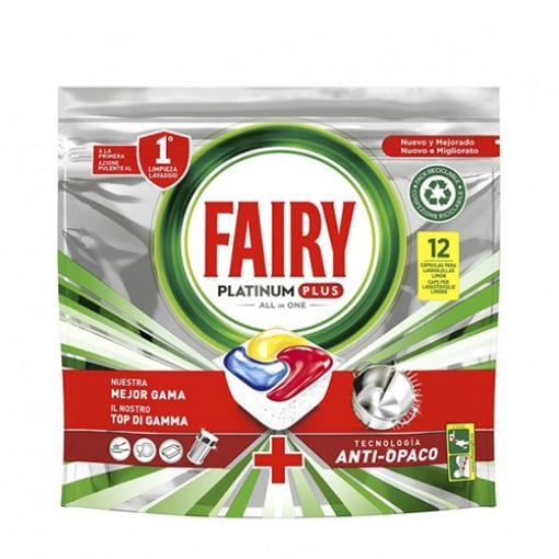 FAIRY ΚΑΨΟΥΛΕΣ ΠΛΥΝΤ.ΠΙΑΤΩΝ PLATINUM PLUS ALLinONE ΛΕΜΟΝΙ 12TMΧ 186gr Σ6 