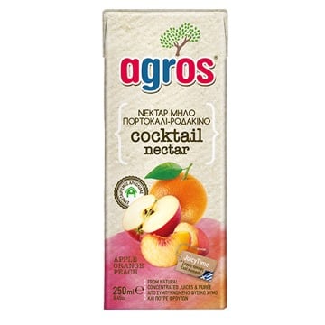 AGROS ΧΥΜΟΣ 250ml - (ΜΗΛΟ-ΠΟΡΤΟΚΑΛΙ-ΡΟΔΑΚΙΝΟ)(3 ΦΡΟΥΤΑ ΚΟΚΤΕΙΛ)