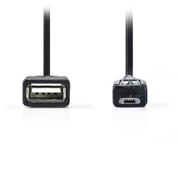 ΚΑΛΩΔΙΟ OTG, USB HIGH-SPEED - USB MICRO B 0.2m NEDIS CCGP60515BK02