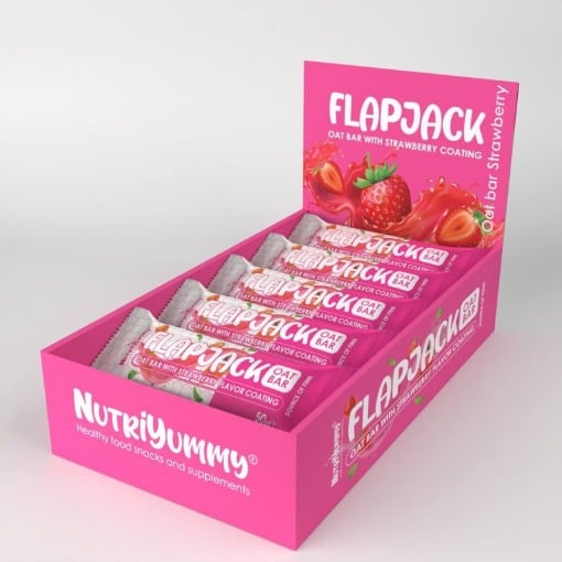 NUTRIYUMMY FLAPJACK OAT BAR STRAWBERRY COATING 50g