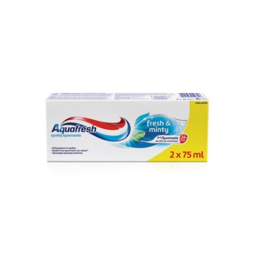AQUAFRESH TRIPLE PROTECTION 75ml 2τεμ - (FRESH & MINTY)